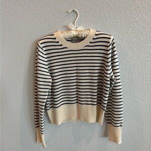 J. Crew Cashmere Navy and Cream Striped Sweater